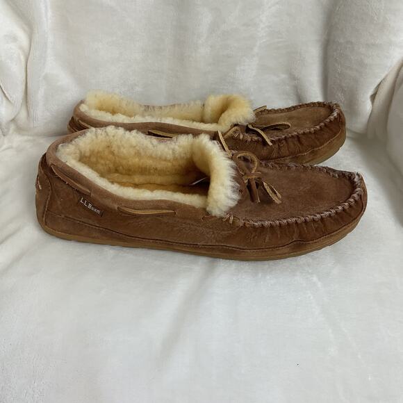 L.L. Bean Brown Shearling Lined Loafers main image 8